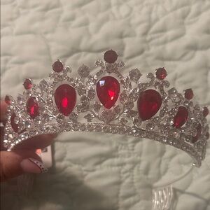 Glamorous Ruby Red Crystal Tiara